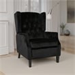 Octa Manual Recliner Chair- Button Tufted Wingback Design Black Velvet