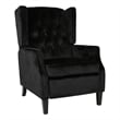 Octa Manual Recliner Chair- Button Tufted Wingback Design Black Velvet