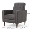 Dupe Manual Recliner Chair- Button Tufted Dark Gray Plush Fabric
