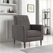 Dupe Manual Recliner Chair- Button Tufted Dark Gray Plush Fabric