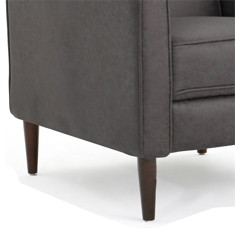 Dupe Manual Recliner Chair- Button Tufted Dark Gray Plush Fabric