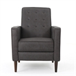 Dupe Manual Recliner Chair- Button Tufted Dark Gray Plush Fabric