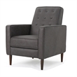 Dupe Manual Recliner Chair- Button Tufted Dark Gray Plush Fabric