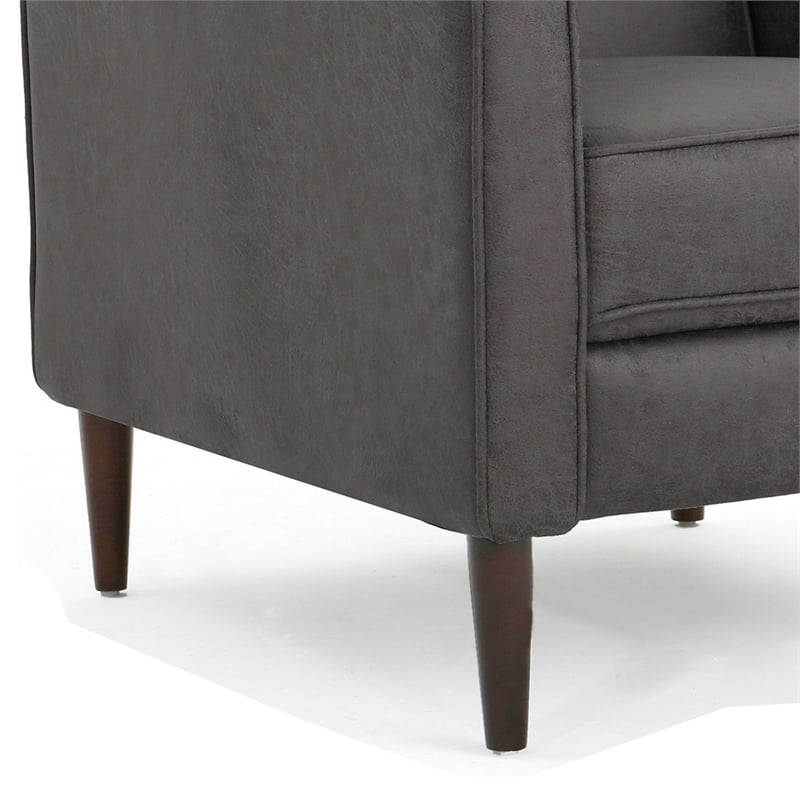 Dupe Manual Recliner Chair- Button Tufted Dark Gray Plush Fabric