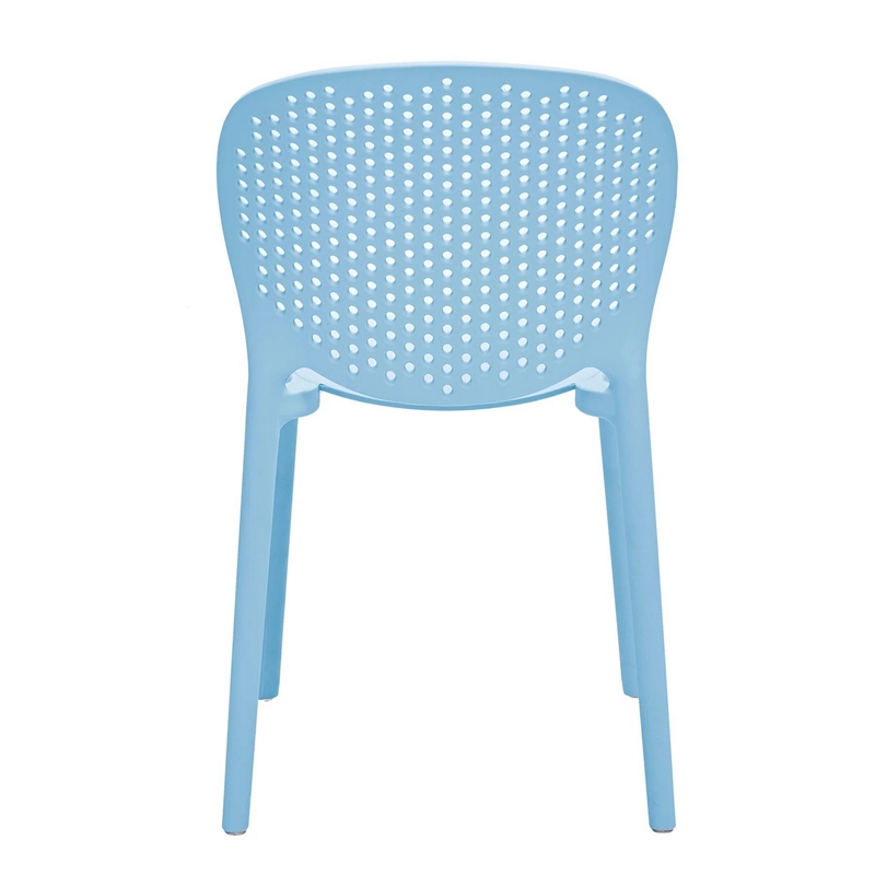 Gyna 14 Inch Kids Side Chair- Dotted Backrest- Armless- Set of 4- Blue