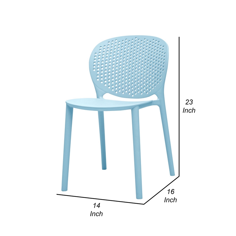 Gyna 14 Inch Kids Side Chair- Dotted Backrest- Armless- Set of 4- Blue