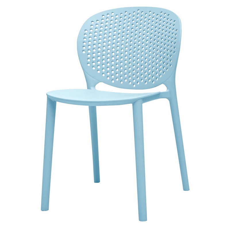 Gyna 14 Inch Kids Side Chair- Dotted Backrest- Armless- Set of 4- Blue