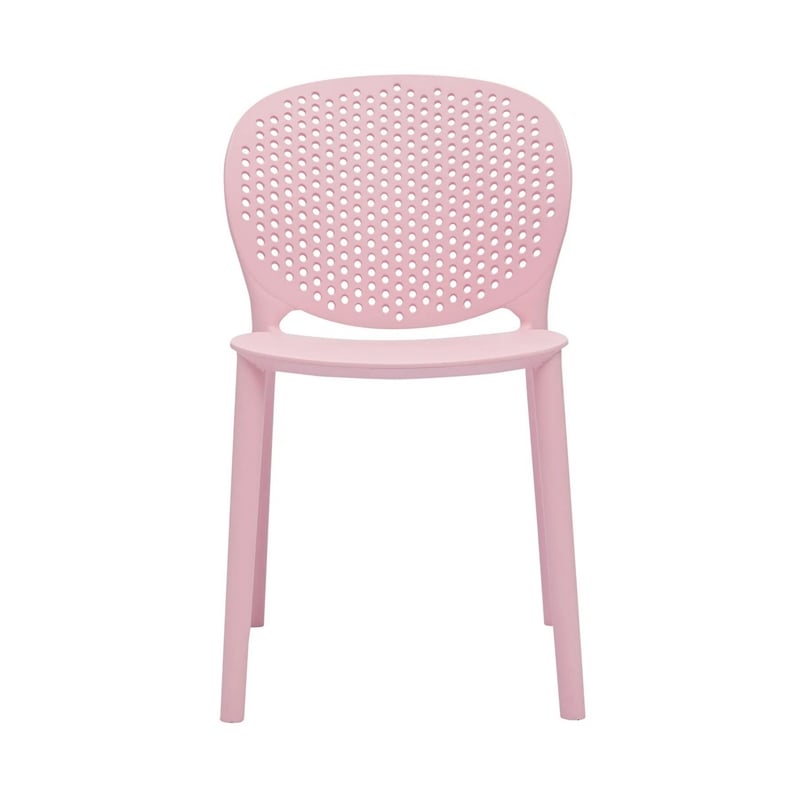 Gyna 14 Inch Kids Side Chair- Round Dotted Backrest- Set of 4- Armless- Pink