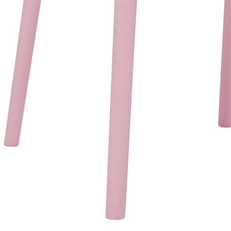 Gyna 14 Inch Kids Side Chair- Round Dotted Backrest- Set of 4- Armless- Pink