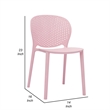 Gyna 14 Inch Kids Side Chair- Round Dotted Backrest- Set of 4- Armless- Pink