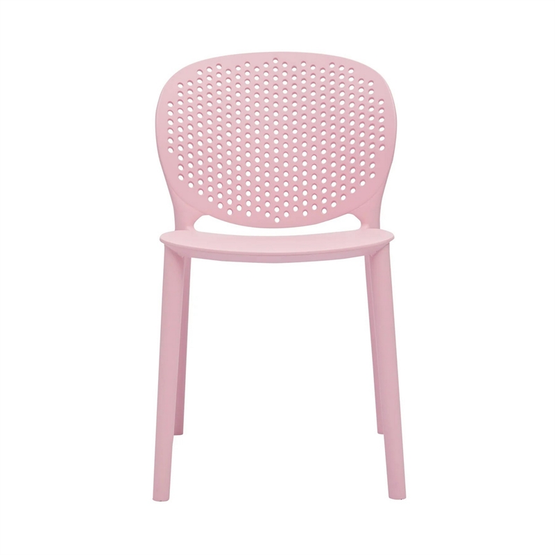 Gyna 14 Inch Kids Side Chair- Round Dotted Backrest- Set of 4- Armless- Pink