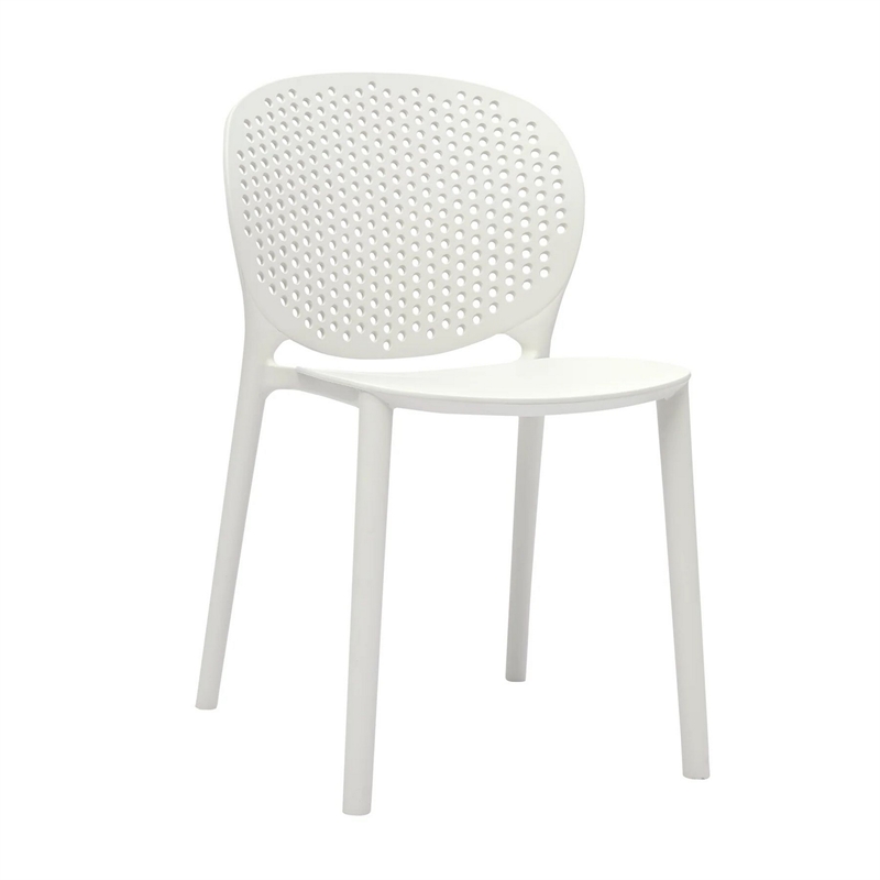 Gyna 14 Inch Kids Side Chairs- Set of 4- Round Dotted Backrest- Armless- White