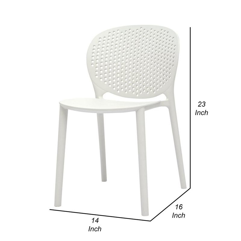 Gyna 14 Inch Kids Side Chairs- Set of 4- Round Dotted Backrest- Armless- White