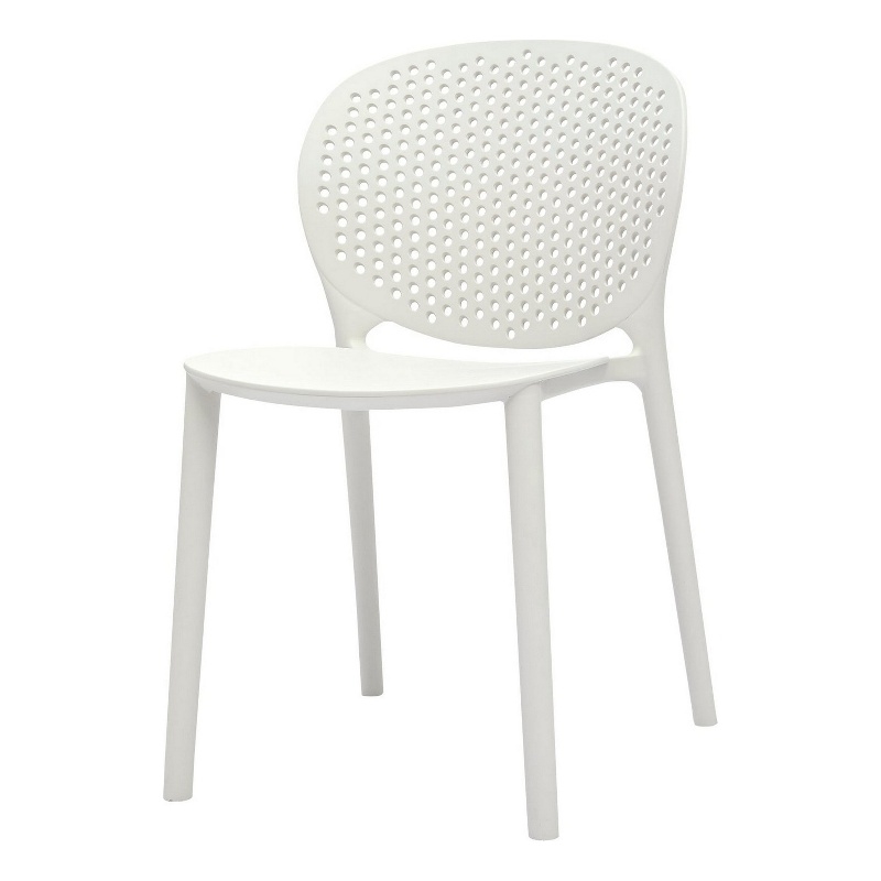 Gyna 14 Inch Kids Side Chairs- Set of 4- Round Dotted Backrest- Armless- White