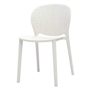 Gyna 14 Inch Kids Side Chairs- Set of 4- Round Dotted Backrest- Armless- White