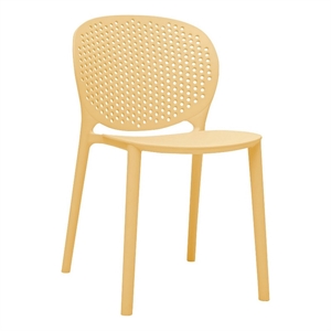 Gyna 14 Inch Kids Side Chair- Round Dotted Backrest- Set of 4- Armless- Yellow
