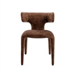 Cid Eve 21 Inch Dining Chair- Curved Wingback- Brown Textured Polyester