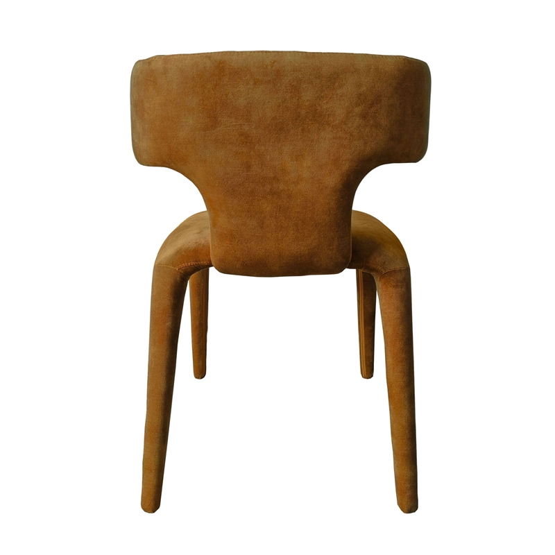 Cid Eve 21 Inch Dining Chair- Curved Wingback- Brown Textured Polyester