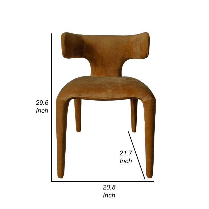 Cid Eve 21 Inch Dining Chair- Curved Wingback- Brown Textured Polyester