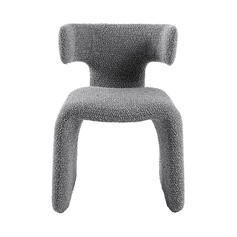 Cid Fiu 22 Inch Dining Chair- Curved Wingback- Gray Textured Polyester