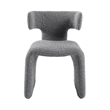 Cid Fiu 22 Inch Dining Chair- Curved Wingback- Gray Textured Polyester