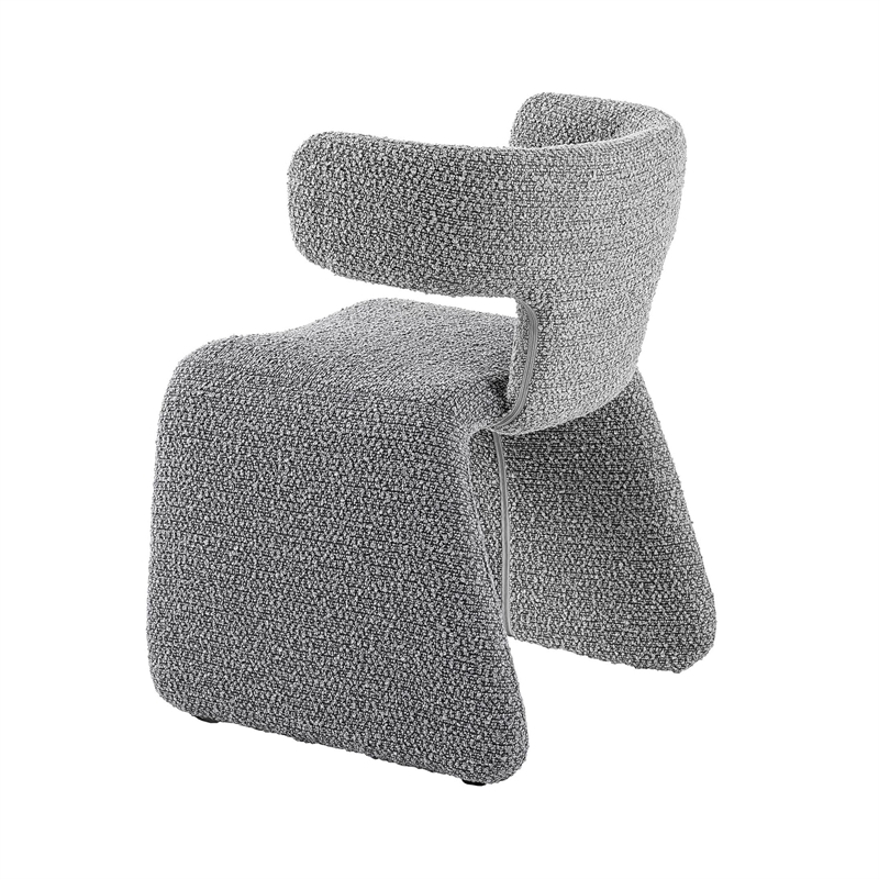 Cid Fiu 22 Inch Dining Chair- Curved Wingback- Gray Textured Polyester