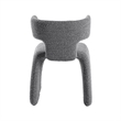 Cid Fiu 22 Inch Dining Chair- Curved Wingback- Gray Textured Polyester