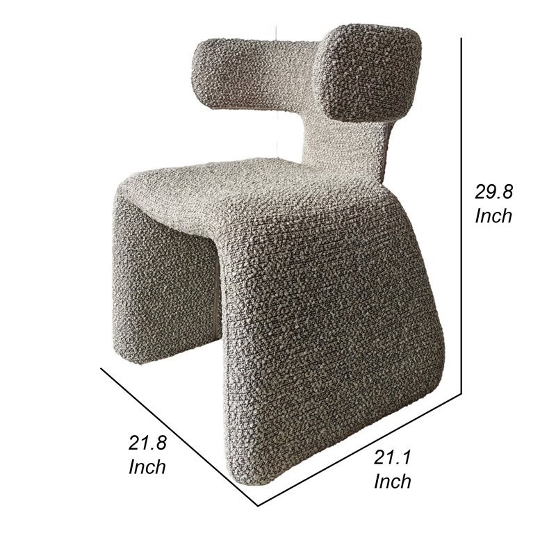 Cid Fiu 22 Inch Dining Chair- Curved Wingback- Gray Textured Polyester