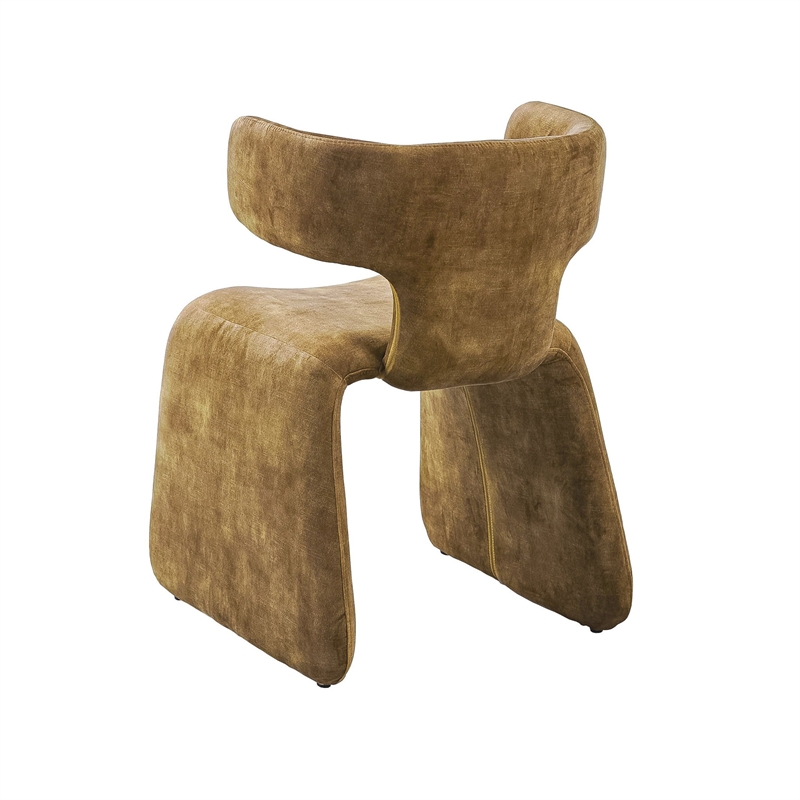 Cid Fiu 22 Inch Dining Chair- Curved Wingback- Brown Textured Polyester