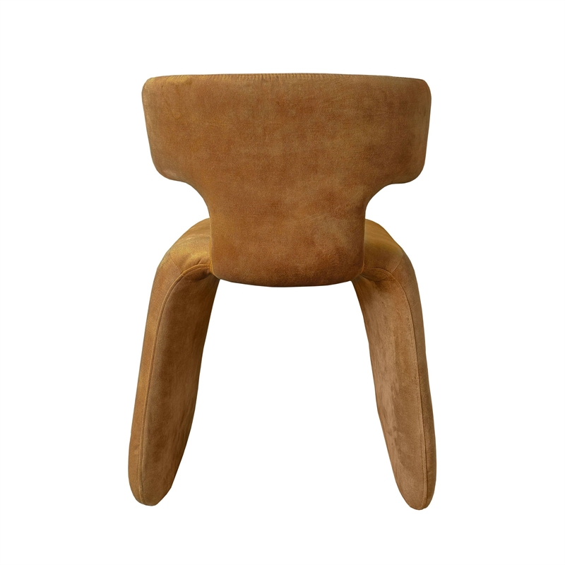 Cid Fiu 22 Inch Dining Chair- Curved Wingback- Brown Textured Polyester