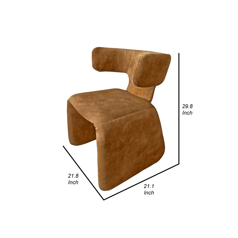 Cid Fiu 22 Inch Dining Chair- Curved Wingback- Brown Textured Polyester