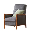 Ryka Push Back Recliner Chair- Birch Wood- Gray Channel Stitching