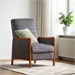 Ryka Push Back Recliner Chair- Birch Wood- Gray Channel Stitching