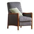 Ryka Push Back Recliner Chair- Birch Wood- Gray Channel Stitching