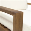 Outdoor Accent Chair- Slat Panel- Wire Brush Acacia Wood- Ivory Fabric