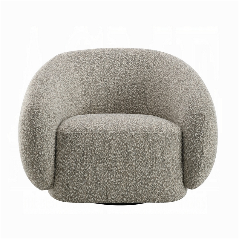 Keanu Swivel Accent Chair- Plush Round Cloudlike Design- Brown Boucle