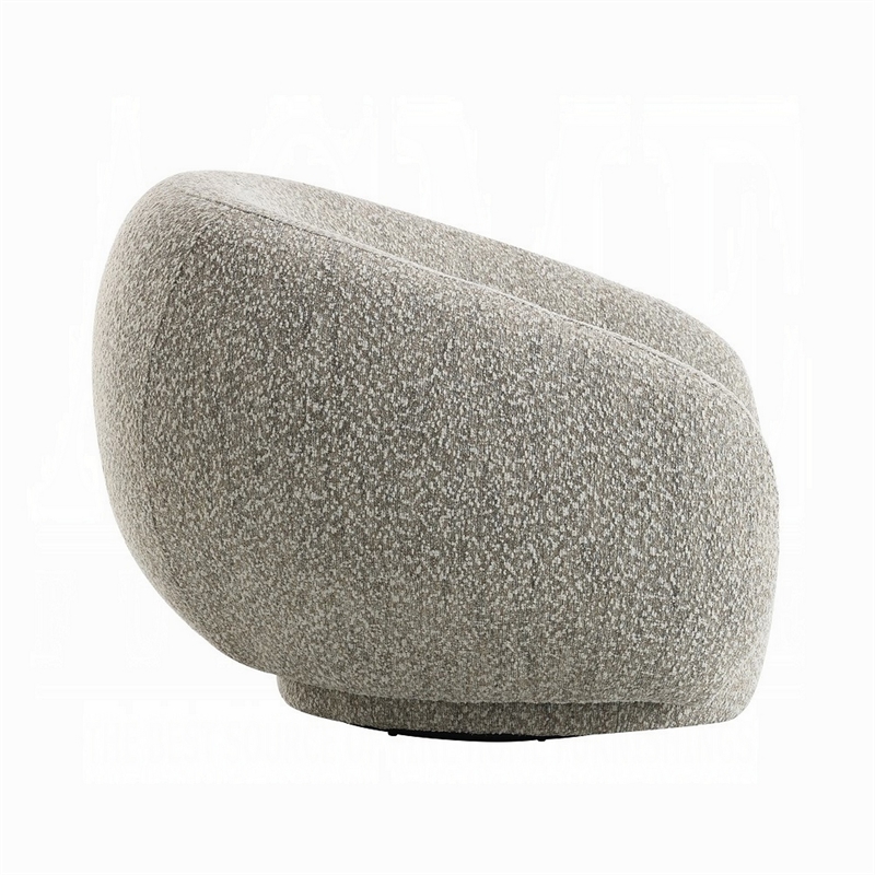 Keanu Swivel Accent Chair- Plush Round Cloudlike Design- Brown Boucle