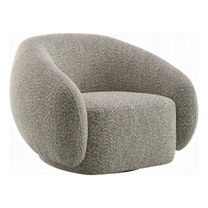 Keanu Swivel Accent Chair- Plush Round Cloudlike Design- Brown Boucle