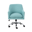 Heza Rolling Swivel Office Chair- Light Blue Fabric- Chrome Metal
