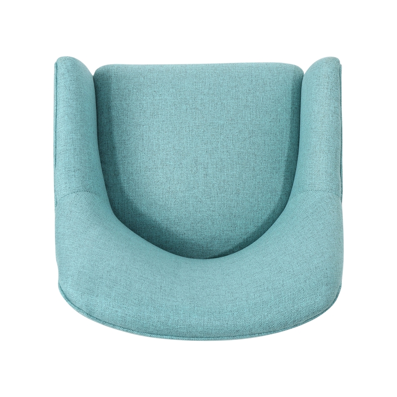 Heza Rolling Swivel Office Chair- Light Blue Fabric- Chrome Metal