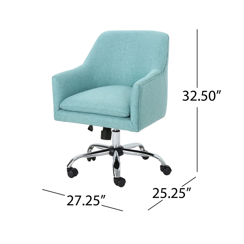 Heza Rolling Swivel Office Chair- Light Blue Fabric- Chrome Metal