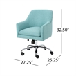 Heza Rolling Swivel Office Chair- Light Blue Fabric- Chrome Metal