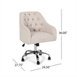 Nysa Swivel Office Chair- Tufted Beige Fabric- Chrome Steel