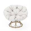 Leos Swivel Outdoor Chair- Soft Gray Polyester Cushion- Brown Rattan