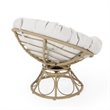 Leos Swivel Outdoor Chair- Soft Gray Polyester Cushion- Brown Rattan