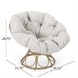 Leos Swivel Outdoor Chair- Soft Gray Polyester Cushion- Brown Rattan