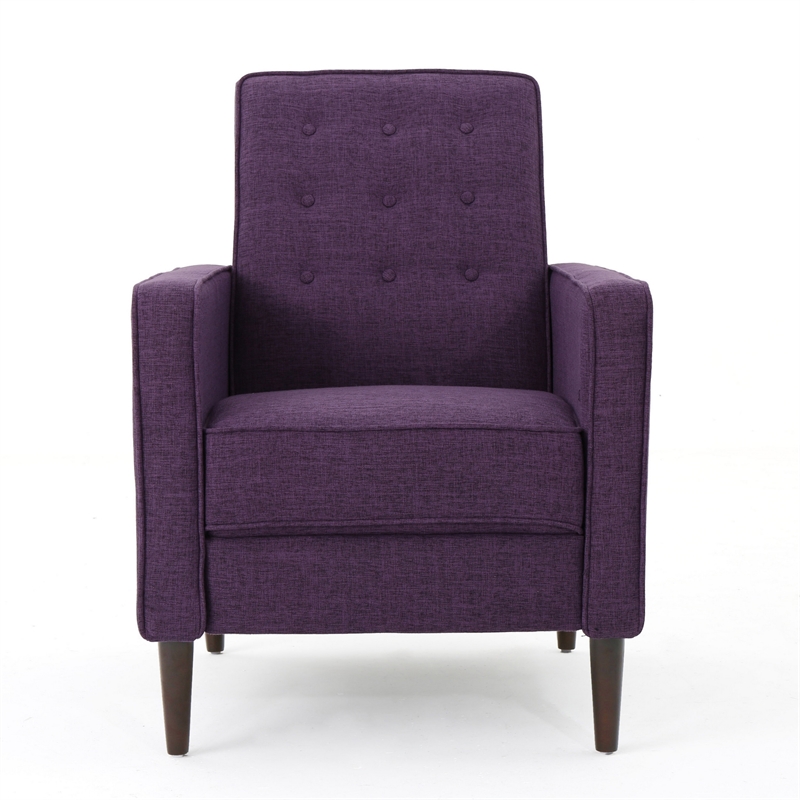 Dupe Manual Reclining Chair- Button Tufted Design- Purple Polyester