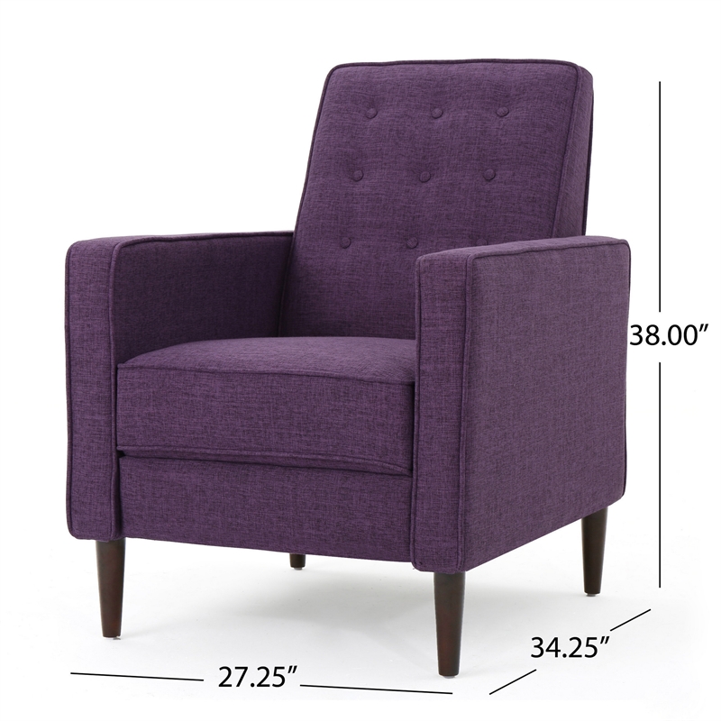 Dupe Manual Reclining Chair- Button Tufted Design- Purple Polyester