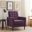 Dupe Manual Reclining Chair- Button Tufted Design- Purple Polyester