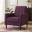 Dupe Manual Reclining Chair- Button Tufted Design- Purple Polyester